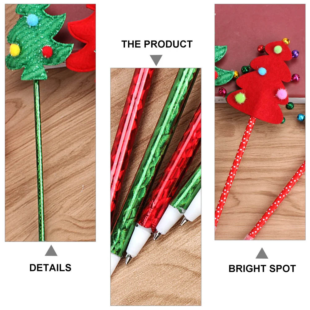 

5Pcs Christmas Tree Designed Pens Cartoon Style Writing Pen School Supplies Gift Christmas Tree Shape Pens
