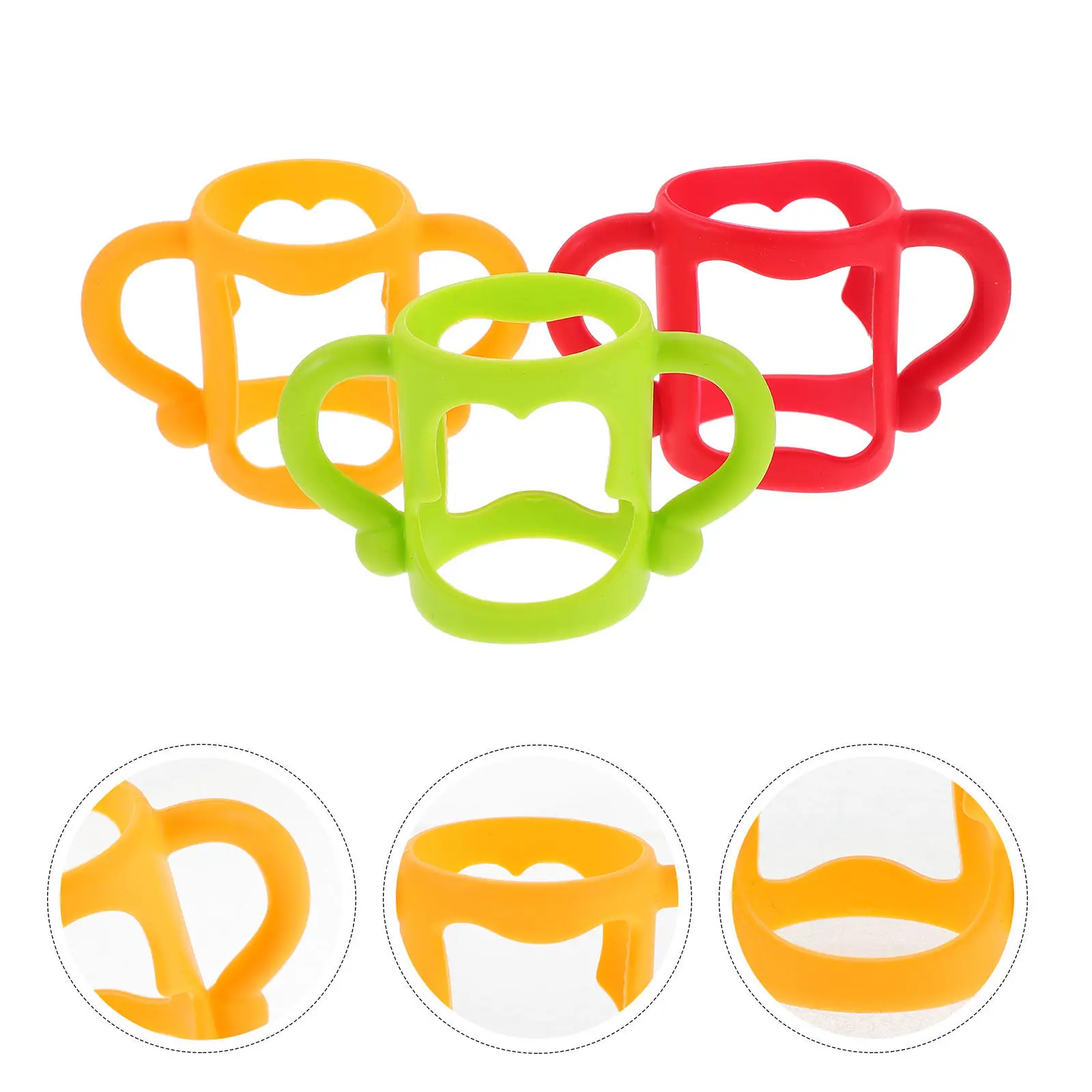 

3Pcs Food Grade Silicone Baby Bottle Handle Safe Soft Comfortable Feeding Bottles Handle for Infant Milk Bottle Holder