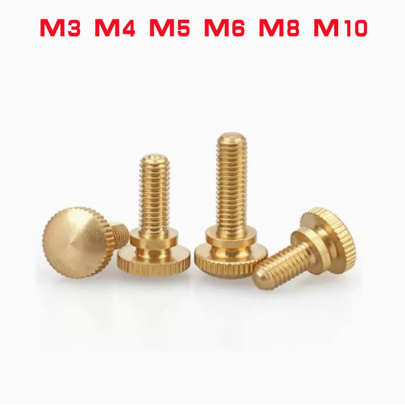 Brass  Steps High Head Knurled Hand Screw Double Layer Computer Case Bolts Pure Copper M3 M4 M5 M6