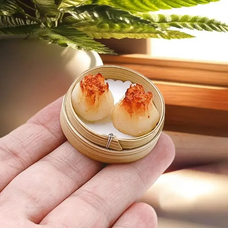 1/12 Schaal 3Pc Miniatuur Poppenhuis Keuken Speelgoed, inclusief Stoommandje, Pan & Fry Dumplings Geroosterde Tarwe