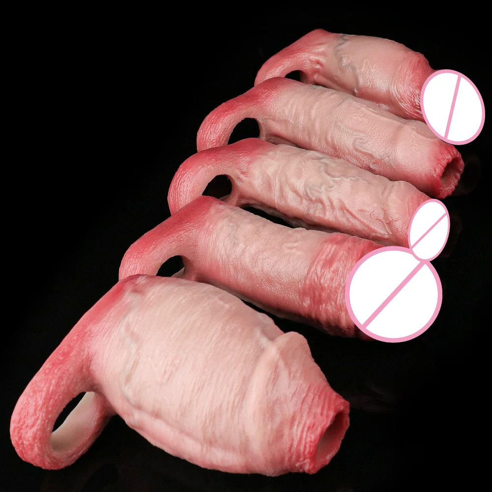 SXXY Soft Skin-Like Penis Sleeve насадка на член Lifelike Hollow Dildo Sheath Sex Toy For Men Delay Ejaculation Couple's Sex Toy - view 4