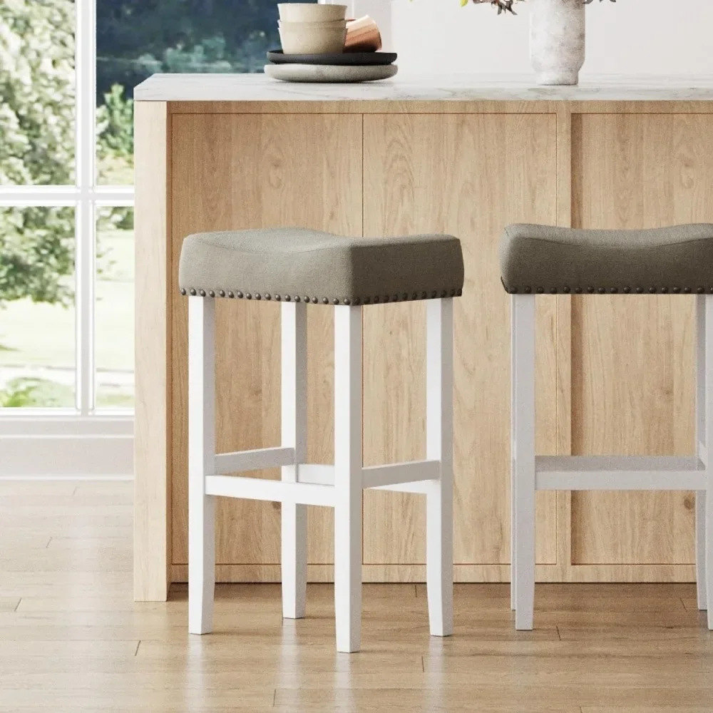 Barhocker, Barhocker 29 ", grau/weiß, 2er-Set, Barhocker