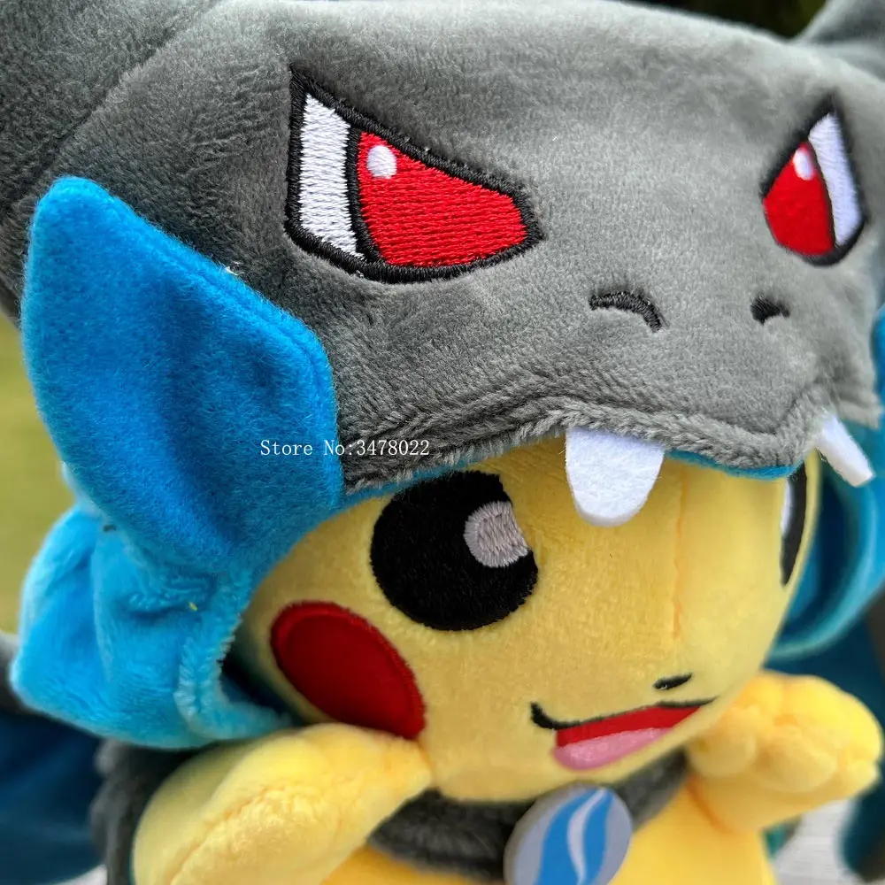 2025???4 Styles Cosplay Pokemon Plush Mega Shiny Charizard XY Pikachu Cloak Stuffed Toy Cartoon Soft Doll
