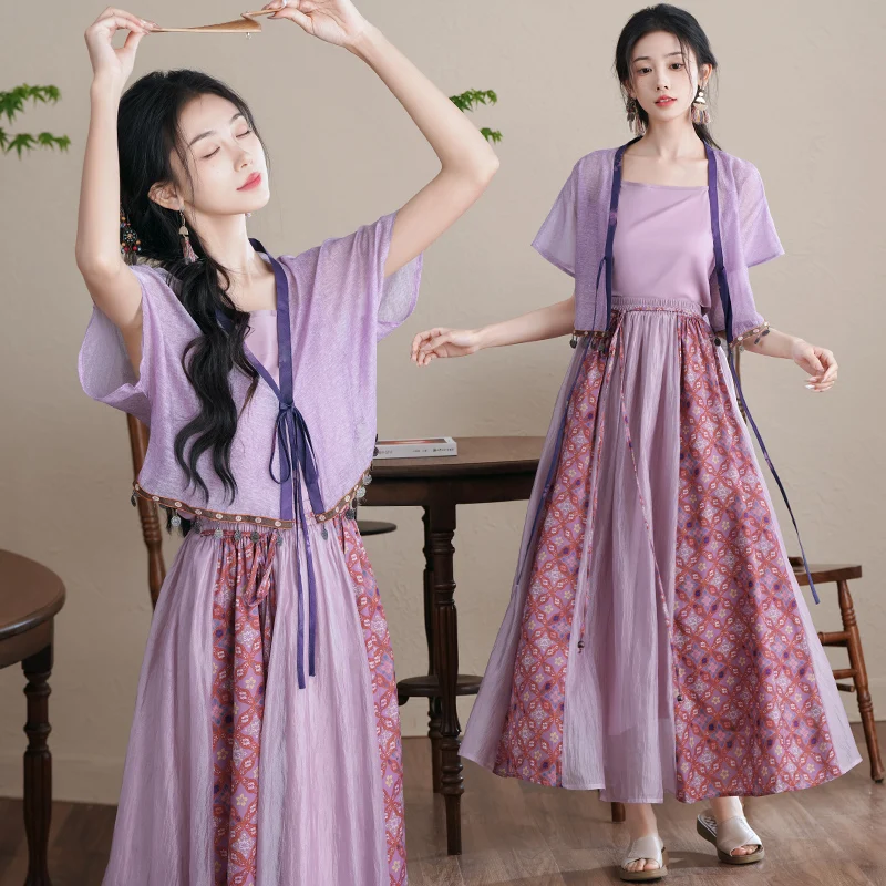 

New Chinese Sle Yunnan Set Hanfu Improved Version Dr Modern Daily Small Size Han Su Skirt Women Traditional Ethnic Clothing