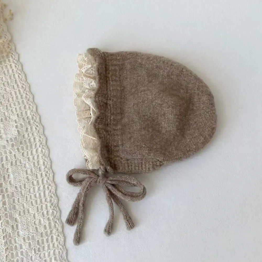 Winddichte, weiche, warme Mütze mit Ohrenschutz, Schnür-Design, wärmere Beanie-Mütze mit Spitzenkante, für den Außenbereich, dicke Ohrenschutz-Mütze für Mädchen