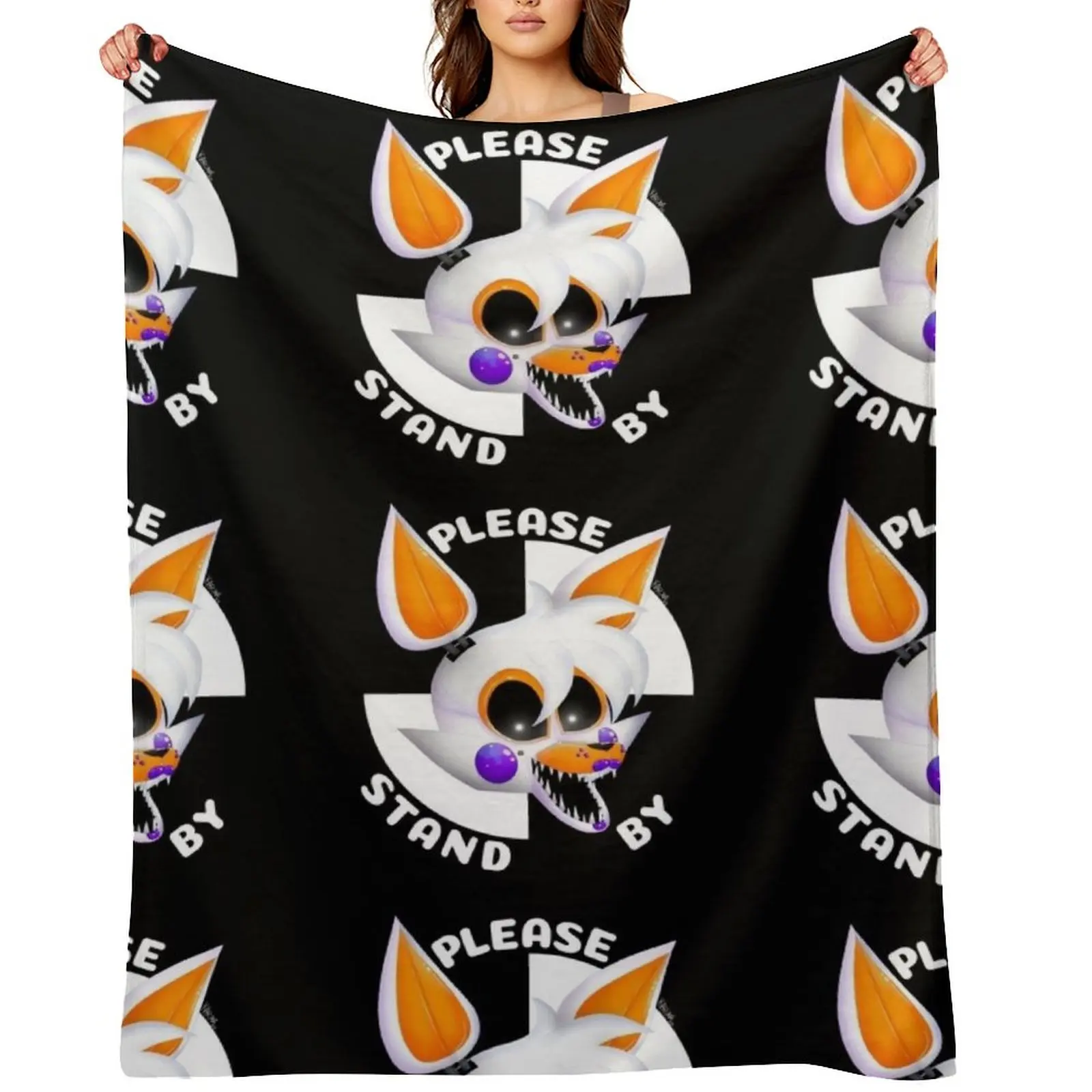 

Lolbit please stand by Throw Blanket Retros Heavy Luxury Brand Thermal Blankets