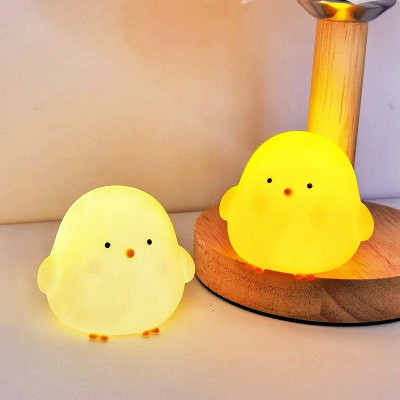 

Cute Fat Yellow Chicken LED Small Night Light Soft Warm Light Children's Bedroom Bedside Lamp Boy Girl Desktop Decoration Gift