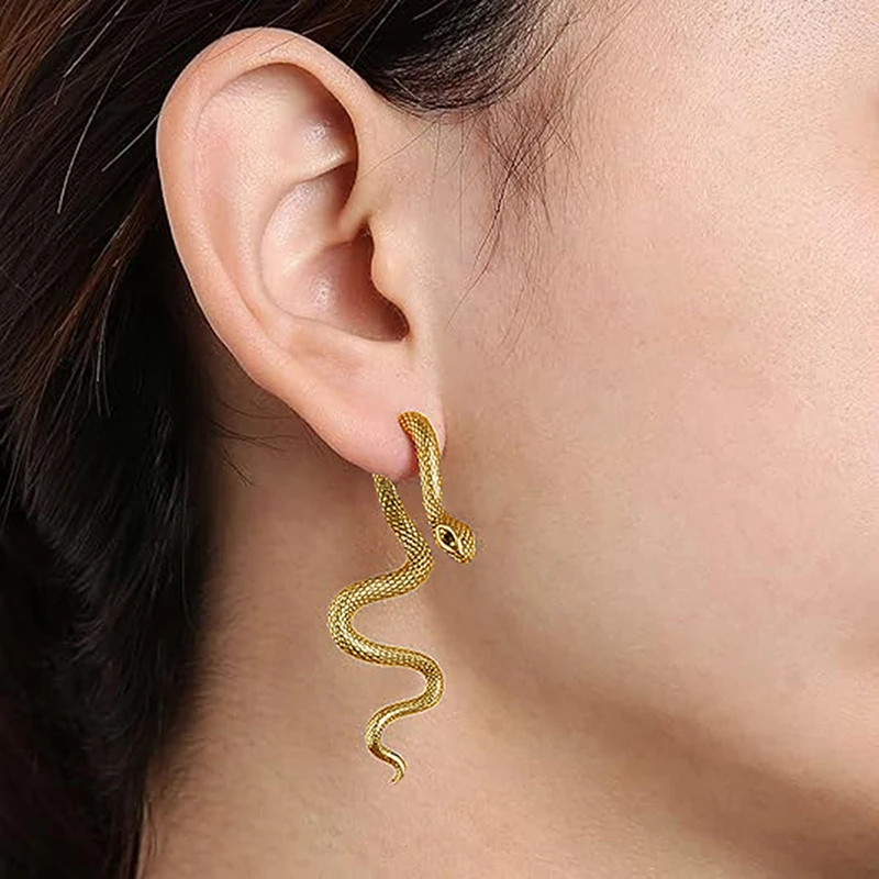 New Snake Shaped Earrings Detachable Animal Earrings Trendy Personalized Metal Long Snake Earrings Suitable Women Jewelry Gifts