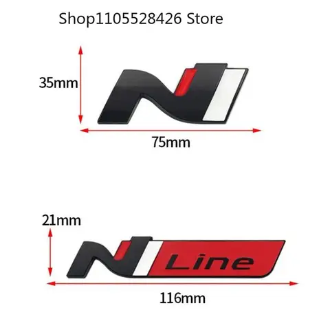 3D Metal N Line N Logo Car Trunk Rear Emblem Badge Sticker Decals For Elantra I30 SantFe Tuscani Tucson LAFESTA KONA MUFASA IX35