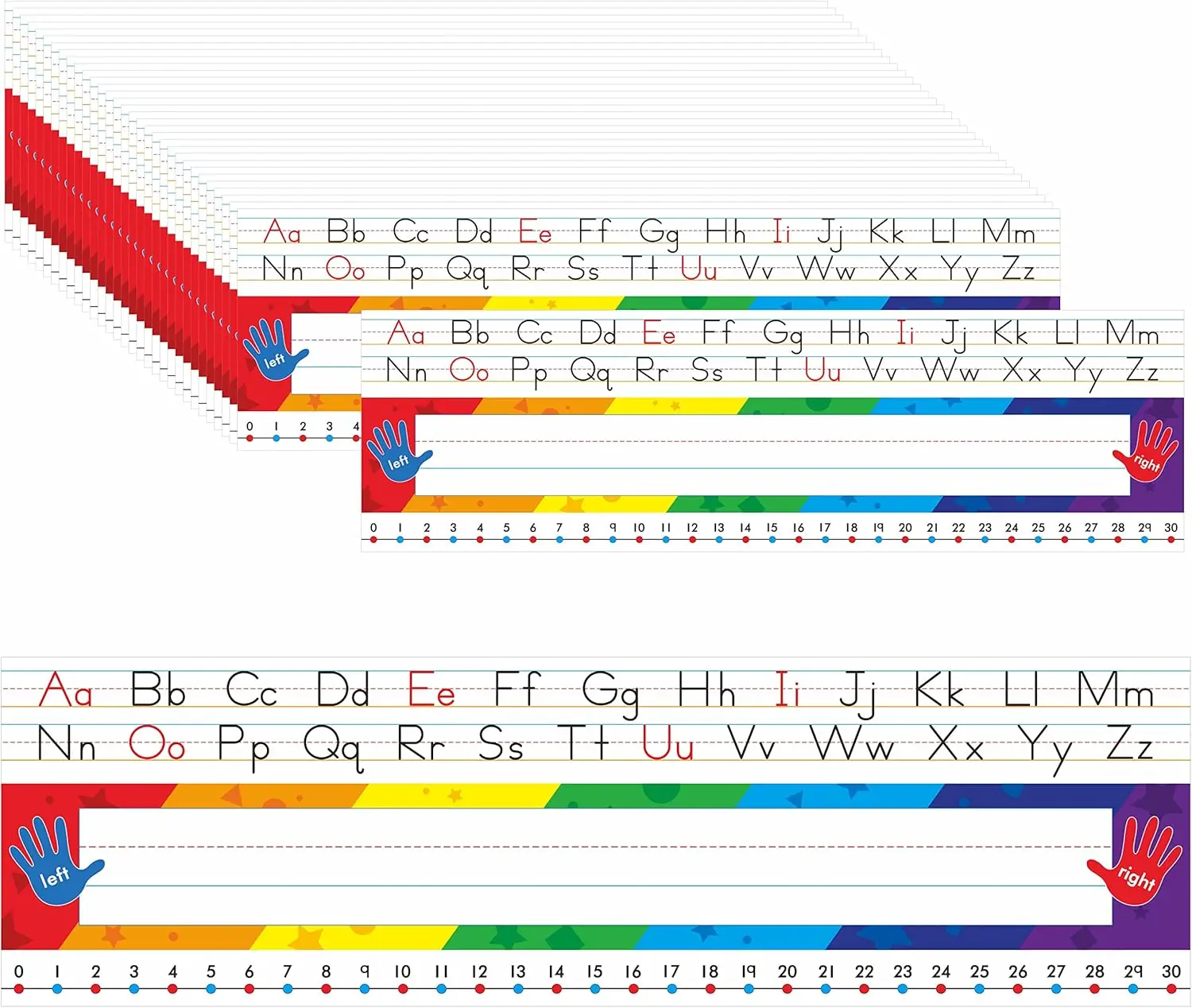 

40 PCS Desk Nameplates with Alphabet Number Line 1-30 for Classroom School Student Name Tags 12x3.5 inch