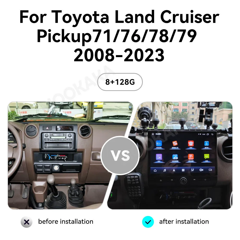10.26‘’ Car Radio For Toyota Land Cruiser Pickup 71 76 78 79 2008-2023 Android GPS Navigation Multimedia Video Stereo Receiver