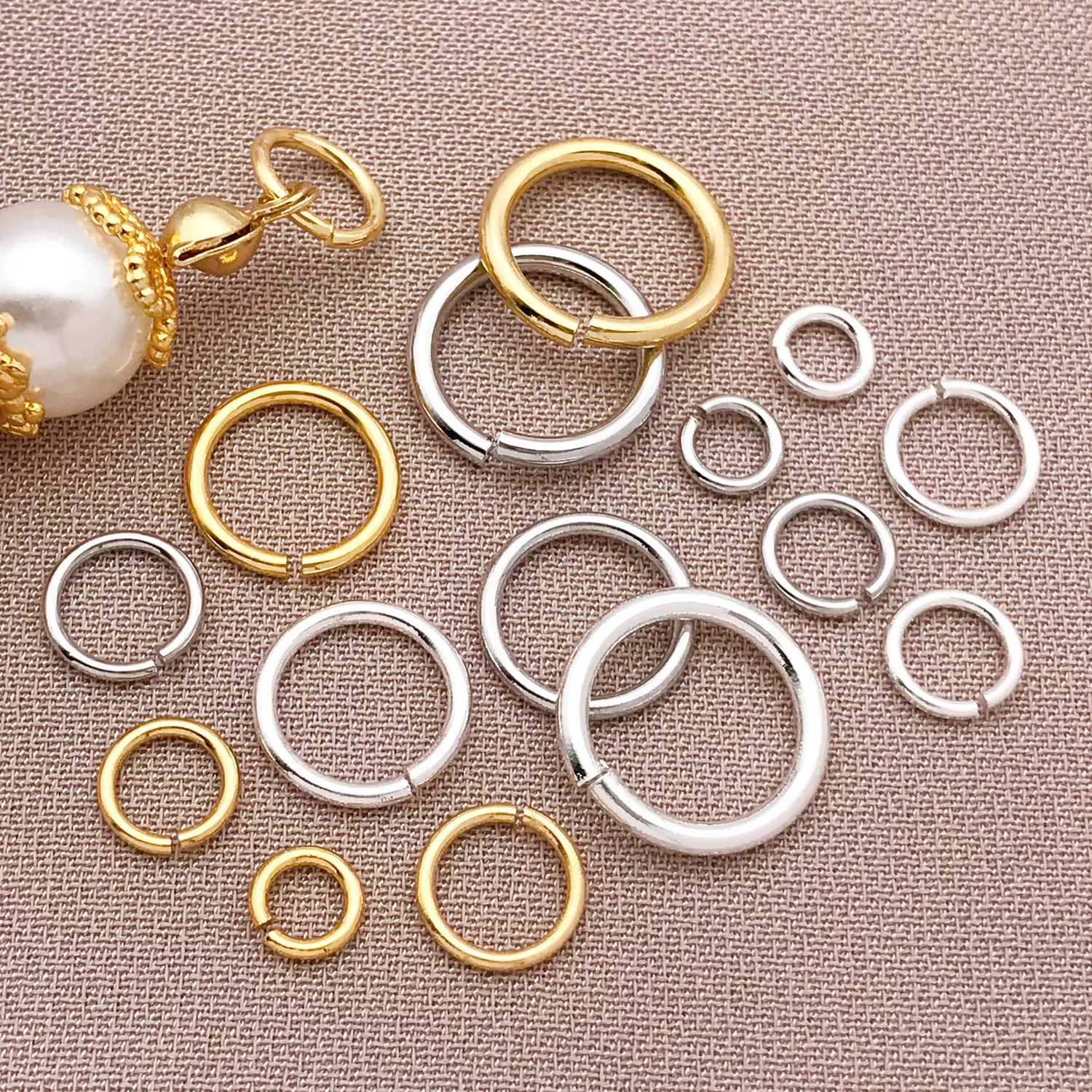 50pcs 18k genuine gold thick silver platinum closed ring flat ring suitable for DIY bracelet necklace accessories