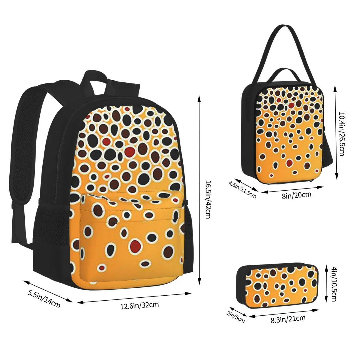 Brown Trout Skin Backpacks Boys Girls Bookbag School Bags Rucksack Lunch Bag Pen Bag Three-Piece Set