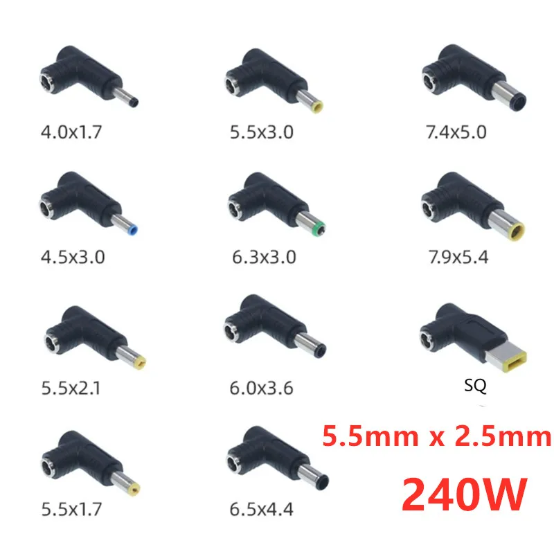 1PC 240W  Power Connector Plug 5.5mmx2.5mm Female to 4.0x1.7mm/5.5x2.1mm/4.0/4.5/5.5/6.0/6.3/6.5/7.4/7.9mm/Square Plug Adapter