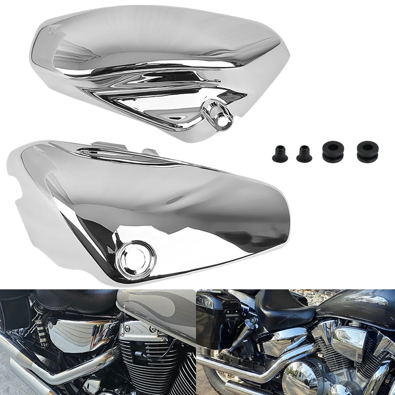 

1 Pair Motorcycle Fairing Side Cover Protector Battery Cover Chrome For Suzuki Boulevard Voluisa C50 VL400 VL800 2001-2017