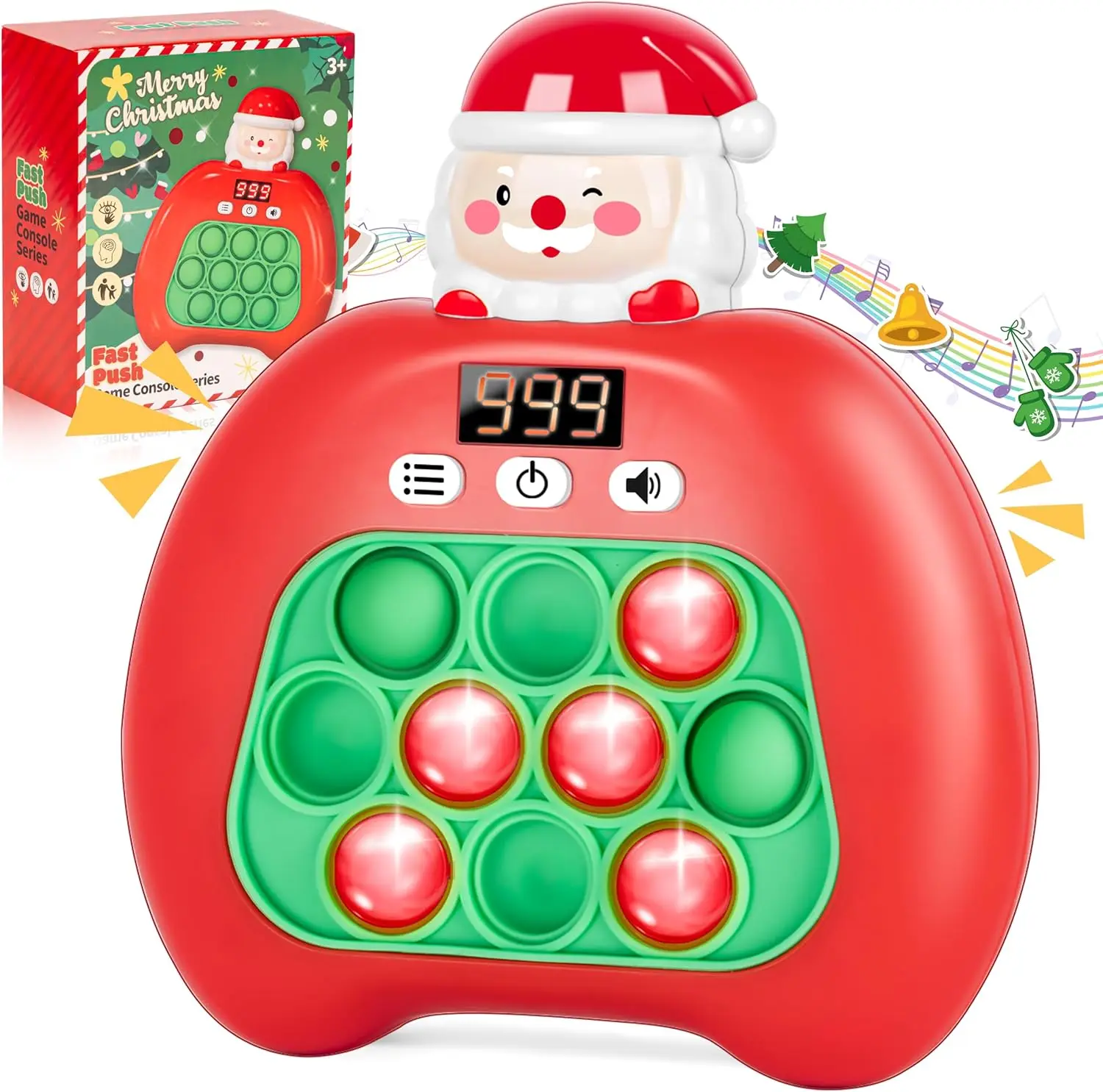 Fast Push Game Toys for Kids, Bubble Stress Pop Light Up Game Console Handheld Puzzle Game Autism Sensory Toys, Christmas Gifts