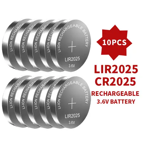 LIR2025 3.6V Rechargeable Lithium Battery,Compatible CR2025 ML2025,Long-Lasting Cell for Car Key Fob/Remote/Toy/Scale,2-50PCS