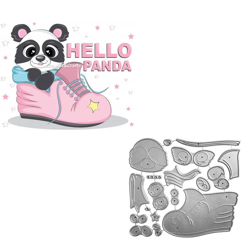 

Металлические штампы панда в обуви Новинка 2022 высечки трафарет для изготовления карт «сделай сам» скрапбукинг бумага ремесло 3D металлическая форма