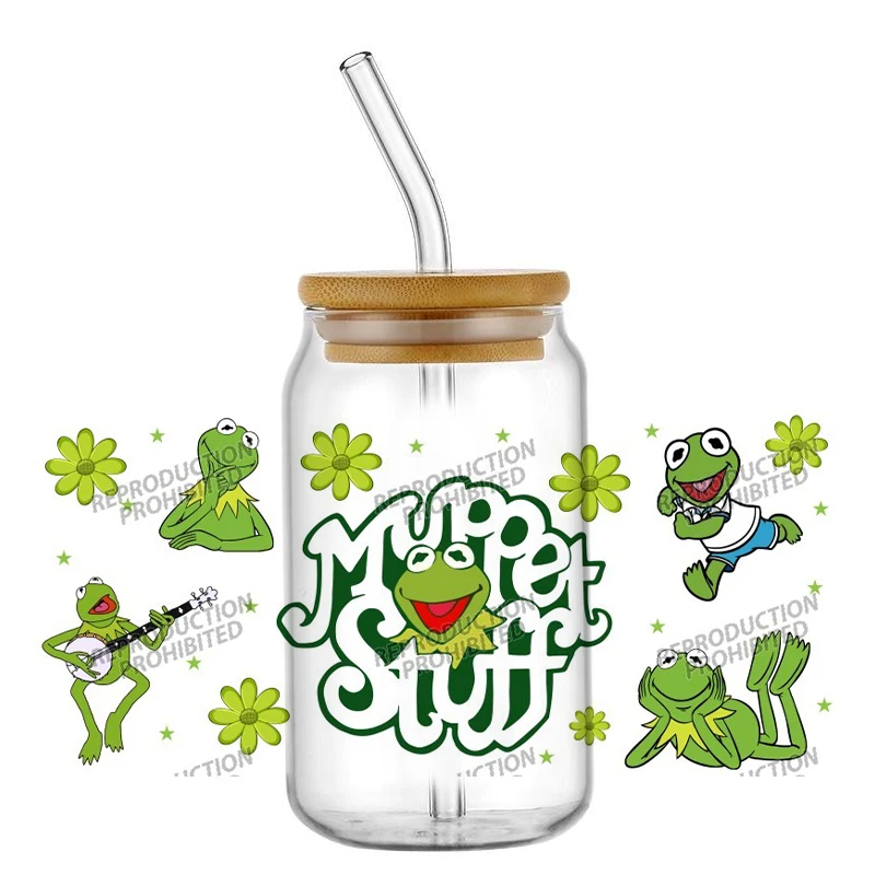 popular puppet show 16oz UV DTF Sticker For 16oz Glass Cups Wrap Transfer Sticker Custom Labels DIY Logo Waterproof home decor