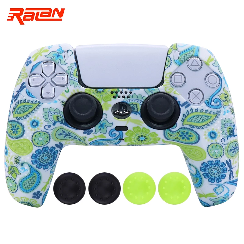 Soft Silicone Protective Case For PS5 Controller Gamepad Skin Cases Cover Shell For Playstation 5 Joystick with Stick Grip Caps