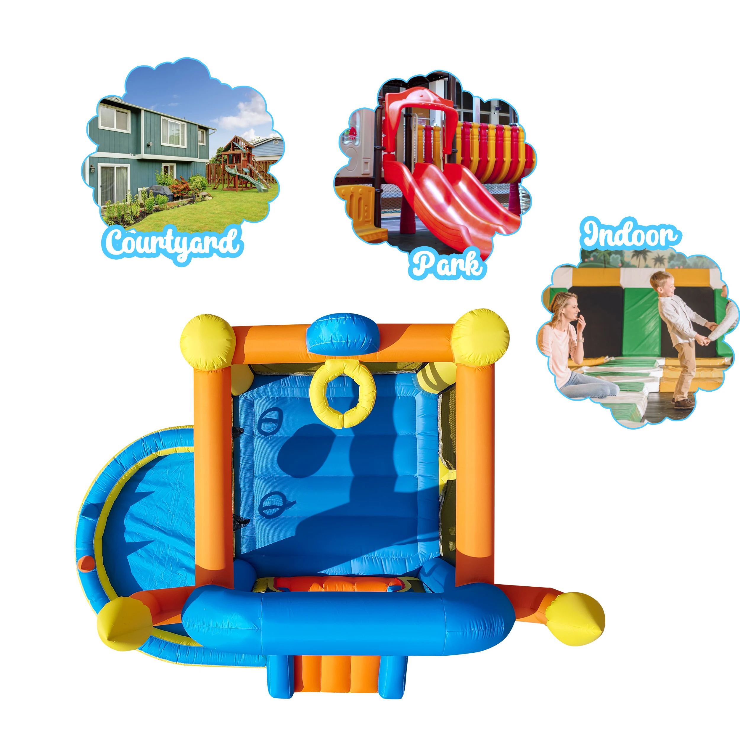 Commerciale 2.8mX2.5m Gonfiabile Bounce House Castello Salto Casa con Scivolo e Palla Pit per Bambini Parco Giochi per Bambini