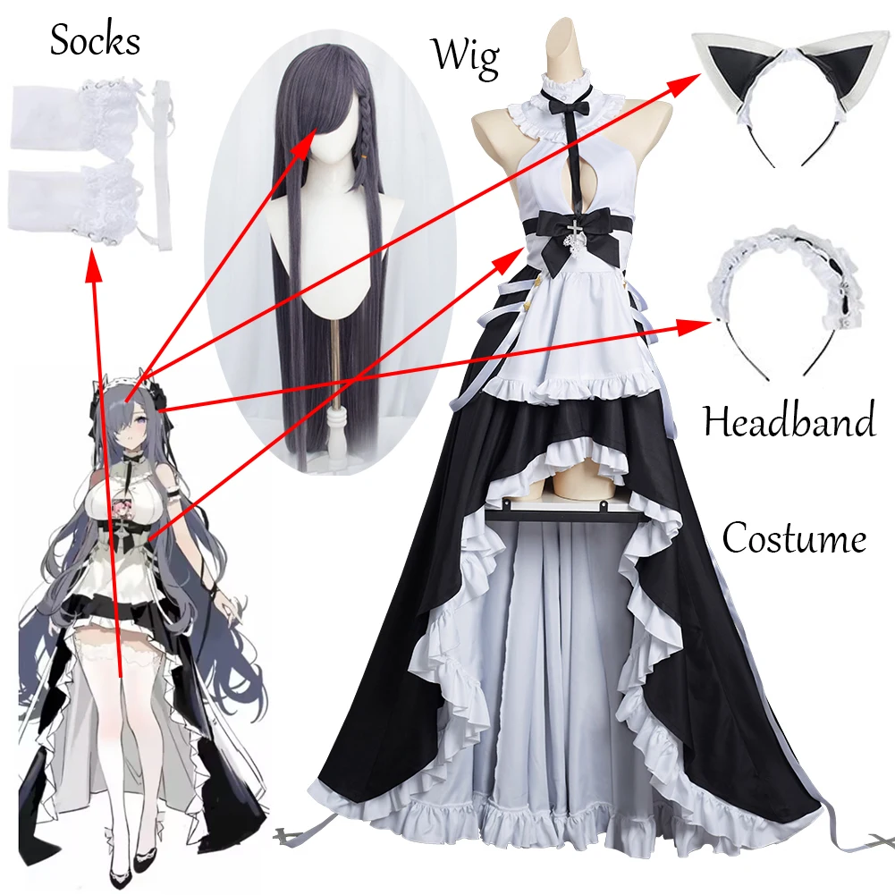 SingXeng Anime Azur Lane KMS August Cosplay Costumes Women French Long Dress Halloween Christmas Uniform Suits Customize