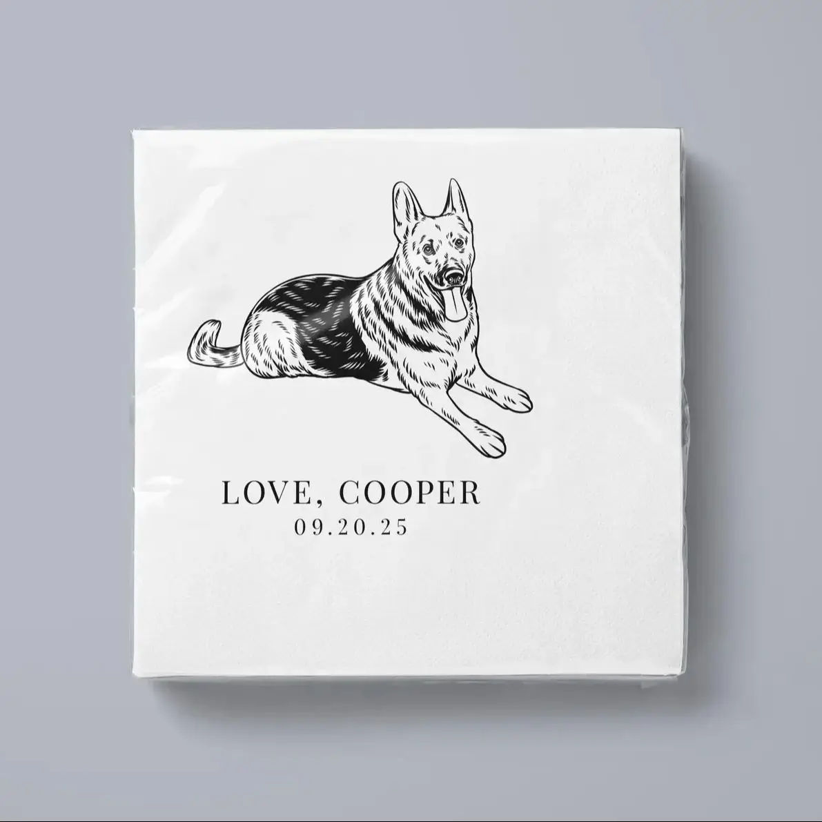 50pcs Custom Pet Cocktail Napkins for Weddings | Personalized Wedding Napkins with Dog or Cat Illustrations