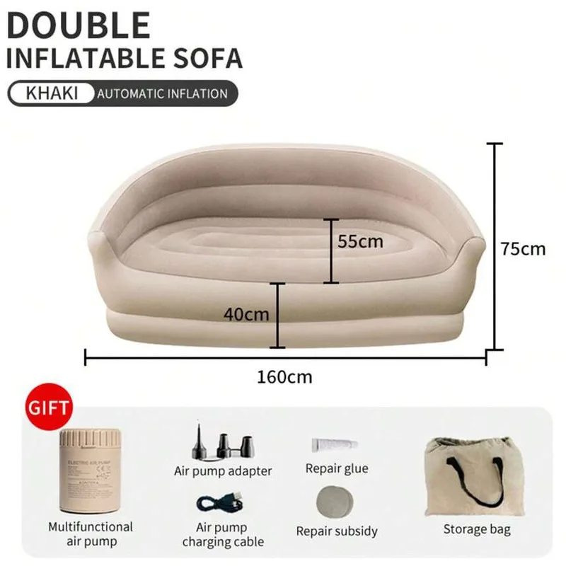 Automatic Inflatable Sofa Outdoor Double Portable Air Cushion Bed Camping Leisure Lazy Man Automatic Inflatable Lounge Chair