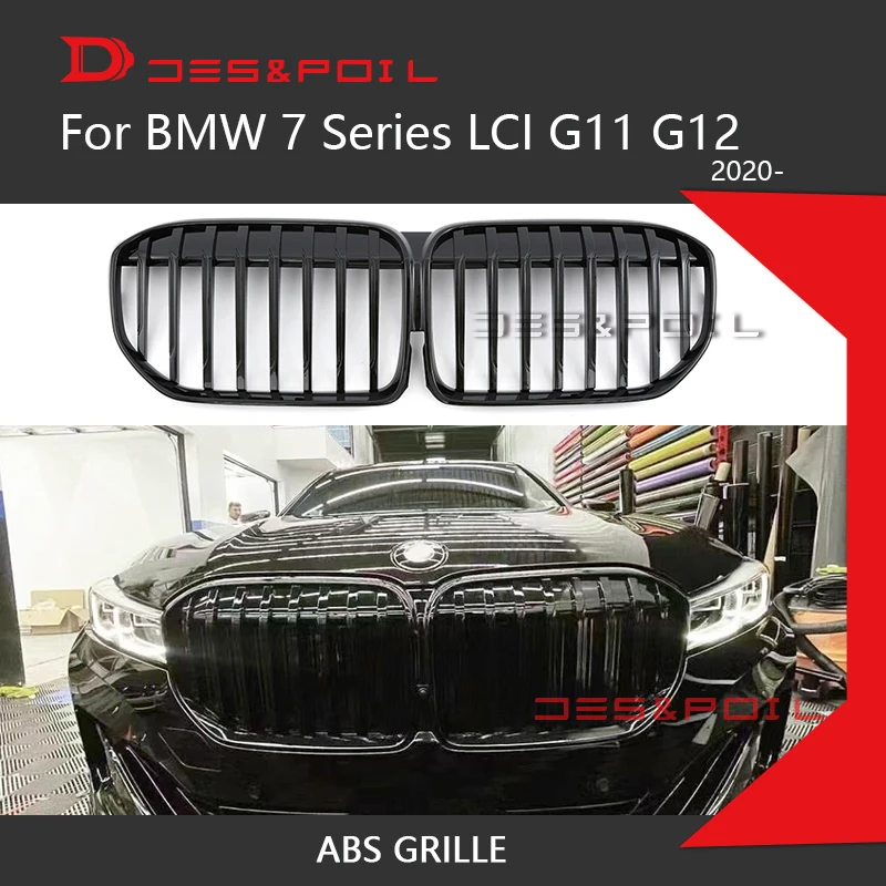 

For BMW 7 Series G11 G12 Sedan LCI 2020- Front Bumper ABS Replacement Kidney Grille Car Styling Front Grills Shiny Black 730 740