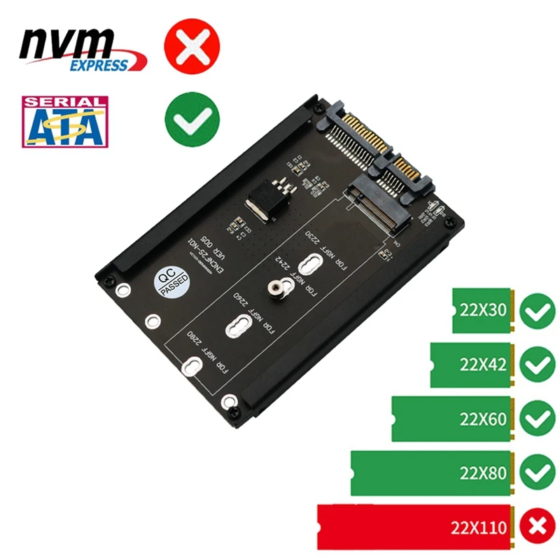 M.2 NGFF คีย์ B ถึง2.5นิ้ว SATA III อะแดปเตอร์การ์ด + กรอบยึดสำหรับ NGFF M.2 2230 2242 2260 2280ฮาร์ดดิสก์บอร์ดอะแดปเตอร์ทนทาน