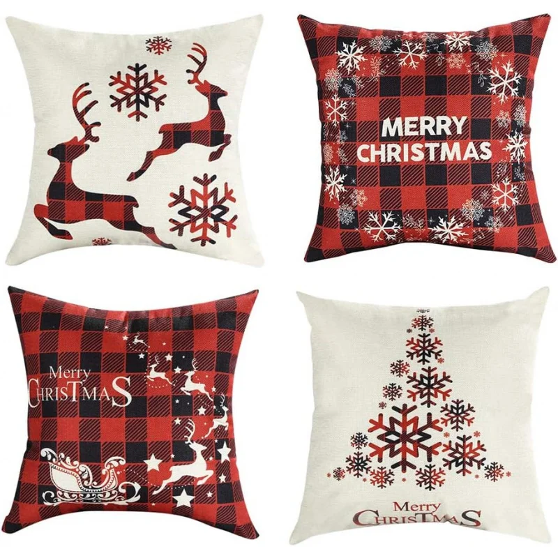 

Decorative outdoor farmhouse Merry Christmas pillowcase sofa set of 4