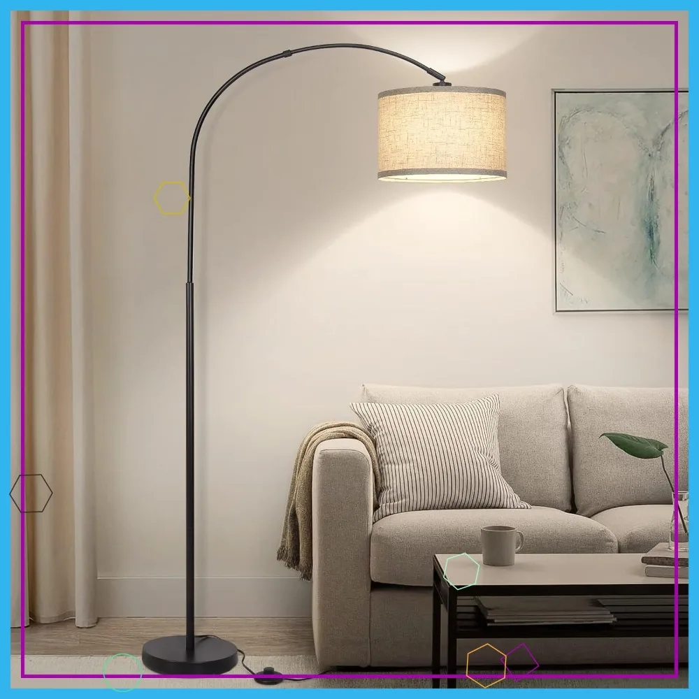 

Современный напольный светильник-арка для гостиной, с регулируемым подвесным плафоном, высоким стойкой и ножным выключателем, лампа для чтения над диваном (черный)