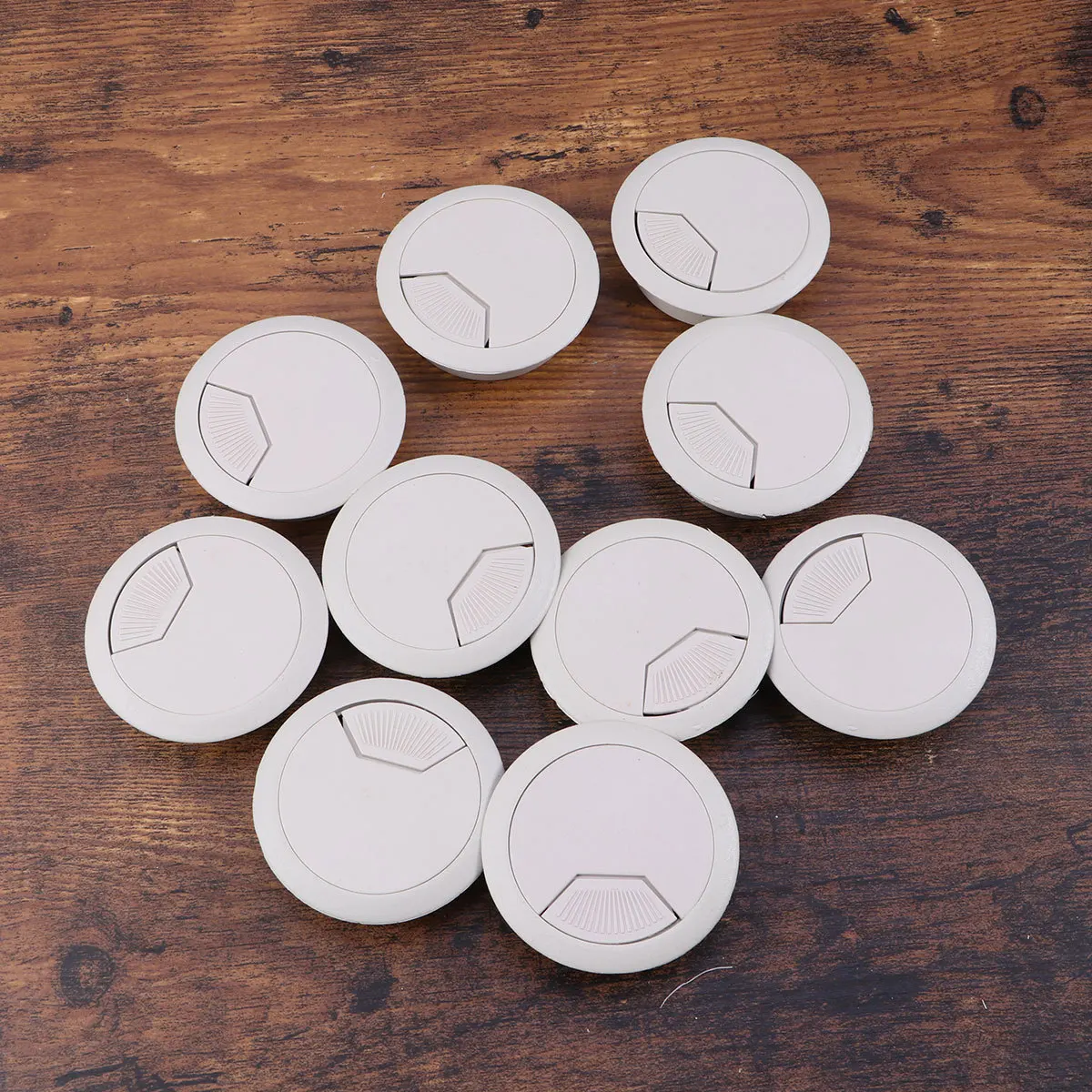 12pcs Office Desk Grommet 50Mm Round Cable Cover For Computer Table Cord Management Home Hotel Bank Use Grey White