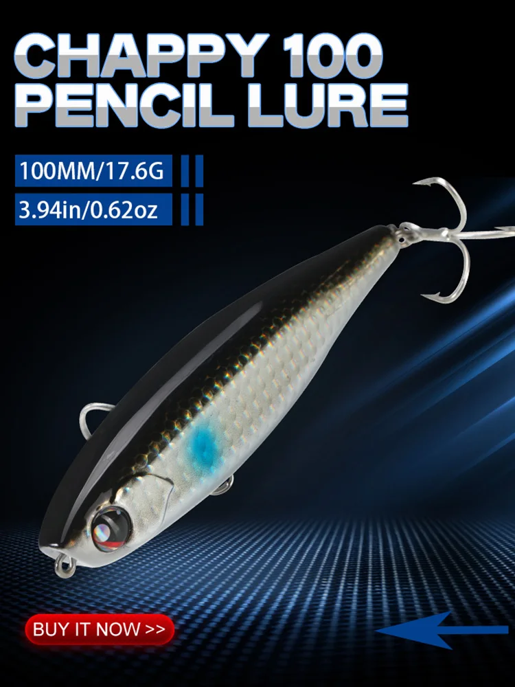 Hunthouse Schwimmender Bleistift-Angelköder, Topwater-Hartköder, 100 mm, 17,6 g Oberfläche, WTD-Wobbler, Trolling für Barsch-Salzwassergerät