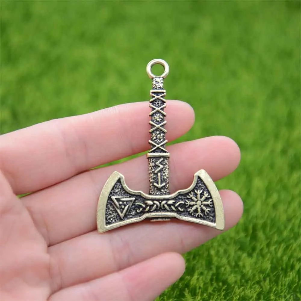 Viking Axe Valknut Compass Symbol Slavic Amulet Norse Runes Jewelry Male Pendant Necklace Scandinavian Talisman