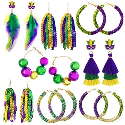 New Carnival Earrings Festival Atmosphere Multi Material Earrings Sparkling Flaps Tassel Earrings Shining Beads Feathers Earring