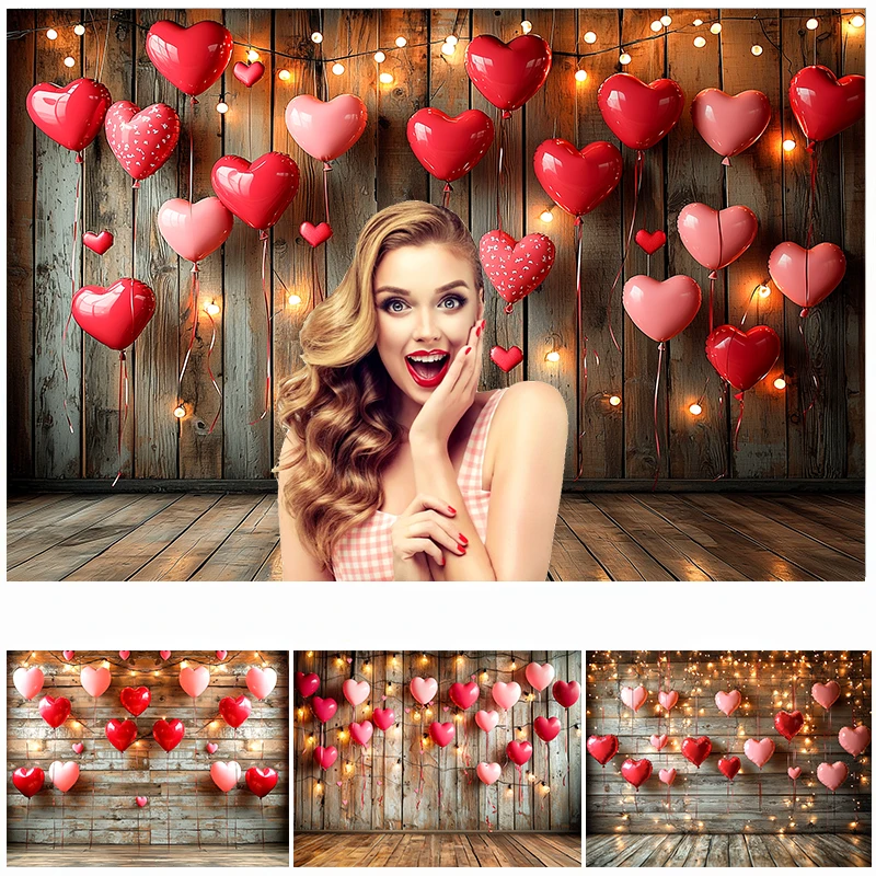 

LS Photography Background Valentine's Day Heart Balloon Glitter Decor Romantic Confession Wedding Adult Portrait Photo Backdrop