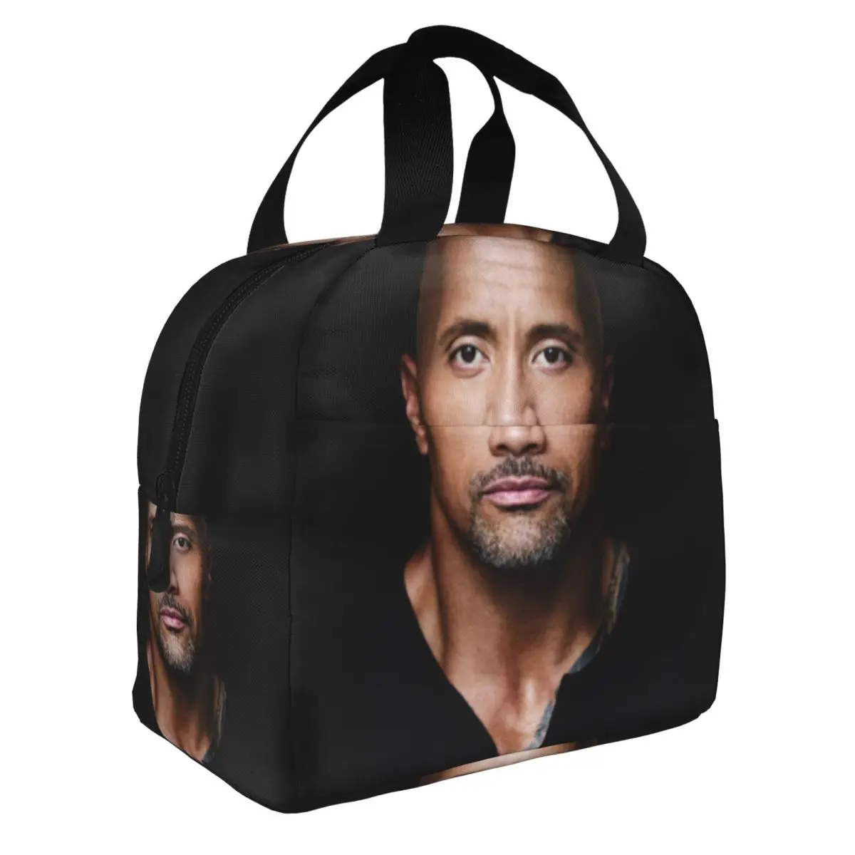 Custom The Rock Face Dwayne Portable Lunch Box Women Multifunction Famous Actor Johnson Thermal Cooler Food Insulated Lunch Bag