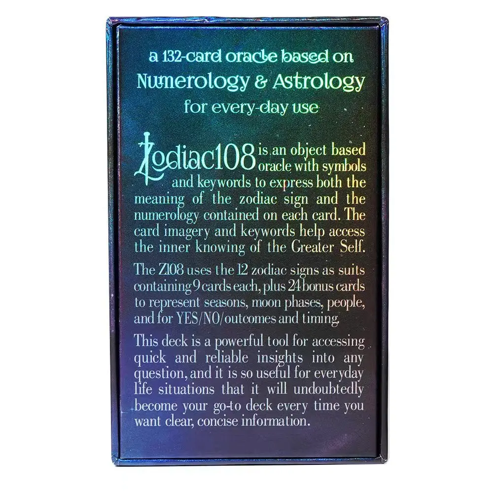 The IN2IT Zodiac 12*7cm 108 Oracle Deck W/Keywords 132 Oracle Cards Based Astrology Numerology In Rigid Box