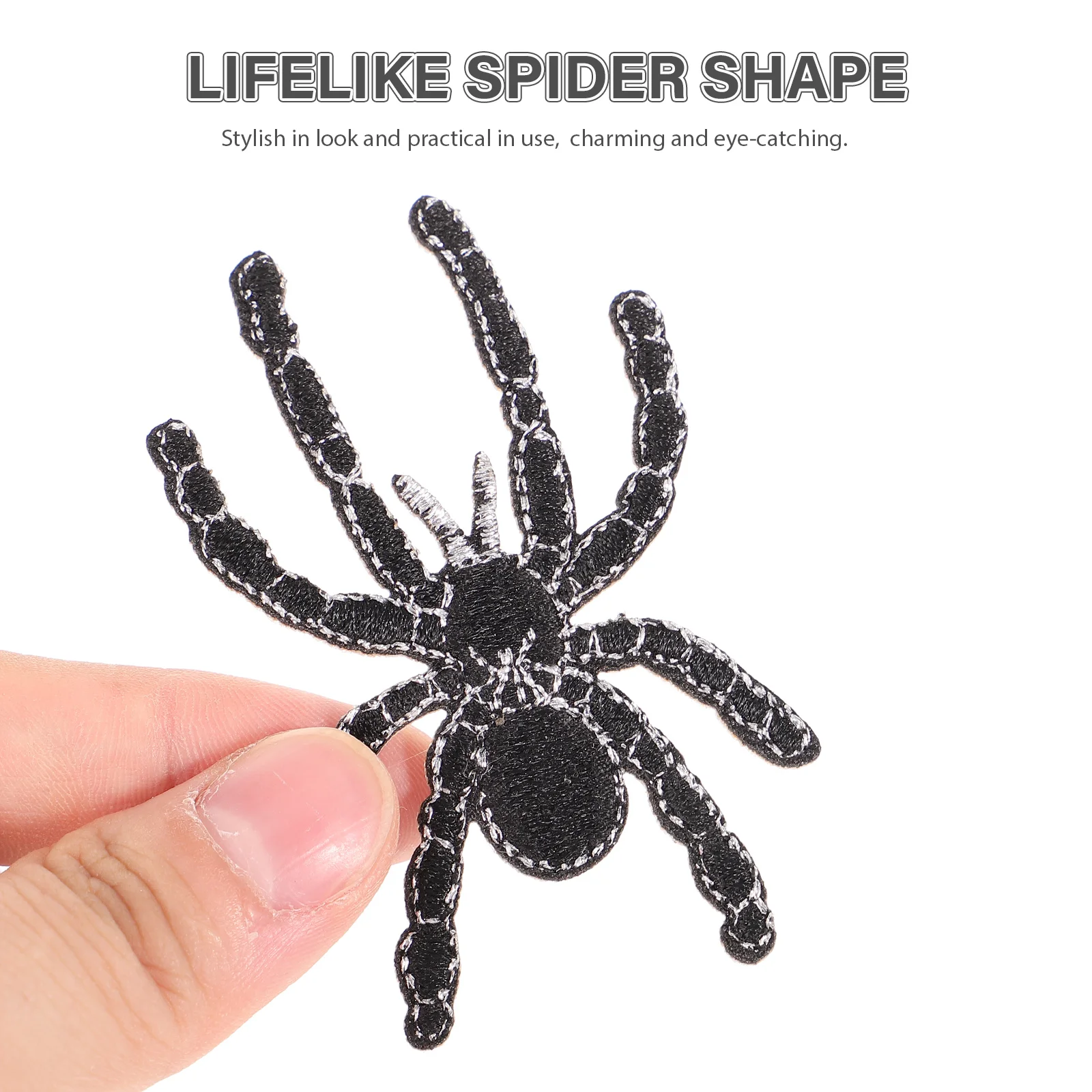 

5 Pcs Embroidered Spider Fabric Appliques Burnt Edge Backing DIY Sewing Clothes Decoration Halloween Cartoon Spider Patches