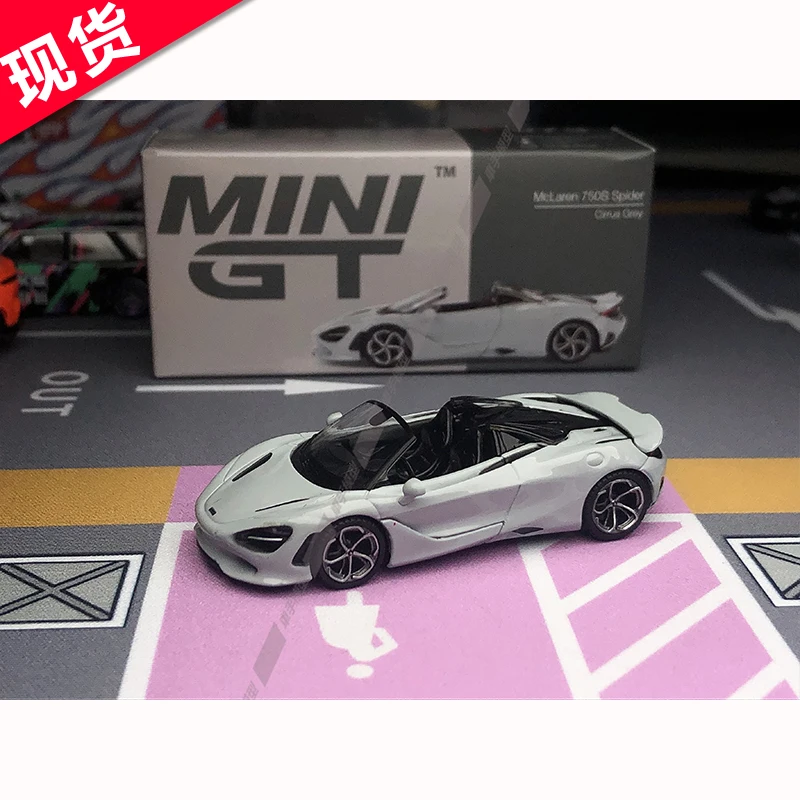 MINIGT 1:64 McLaren 750S Spider Cirrus Grijs MGT00973-CH Auto Legering Speelgoed Motorvoertuig Diecast Metalen Model voor Kinderen