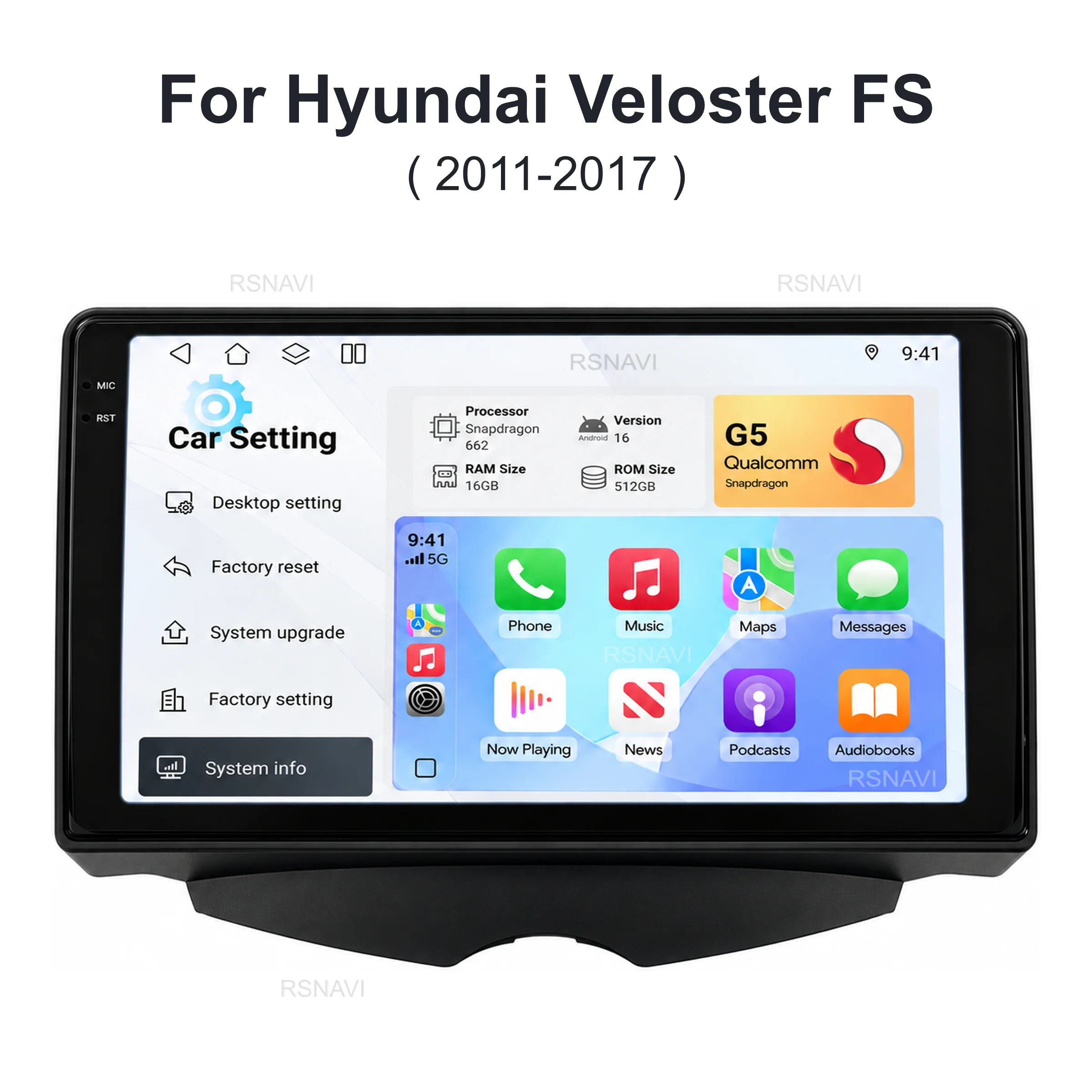 Android 16 Car Radio Multimedia Player For Hyundai Veloster FS 2011 2012-2017 Auto Carplay Car Stereo Dsp wifi+4G Ai voice 2 Din