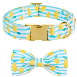 Personalized Lemon Dog Collar with Bowtie Unique Style Paws Summer Cute Dog Collar Pet Dog Collar for Large Medium Small Dog