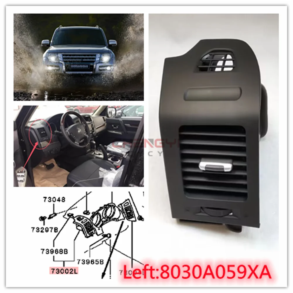 

Air Conditioning Warm Air Vent Control Switch For Pajero Montero V83W V85W V93W V97W V98W 8030A059XA Left (Black)