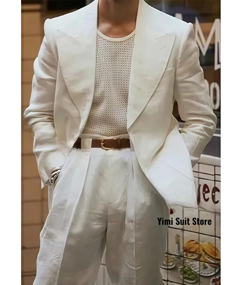 Abiti da uomo casual Monopetto con risvolto a punta 2 pezzi Abbigliamento da uomo d'affari quotidiano da ufficio di alta qualità Abiti da uomo Giacca + Pantaloni