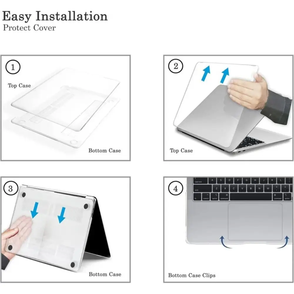 Crystal Clear Laptop Case Shockproof Scratch-resistant Laptop Protective Case Plastic Hard Cover for Macbook Air/Mac Book Pro