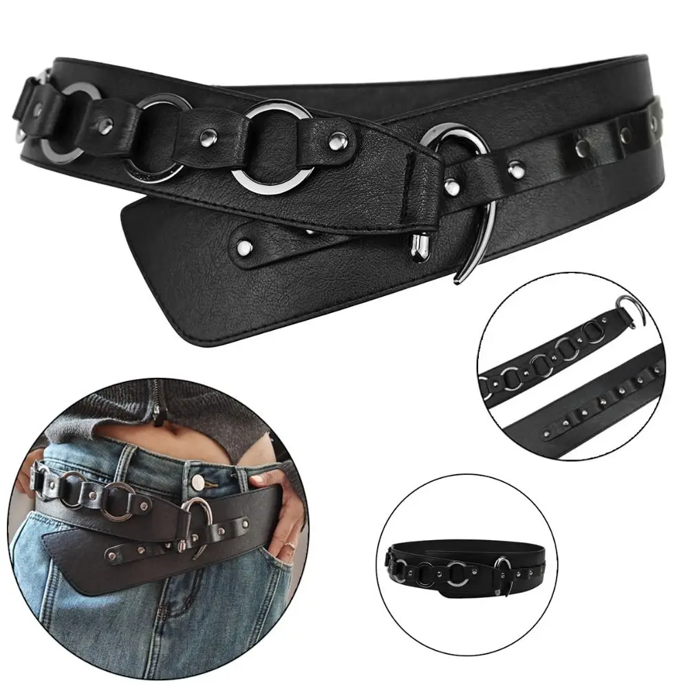 

New Vintage Punk Belt Versatile Faux Leather Fashion Belt Alloy Chain Belt Festival