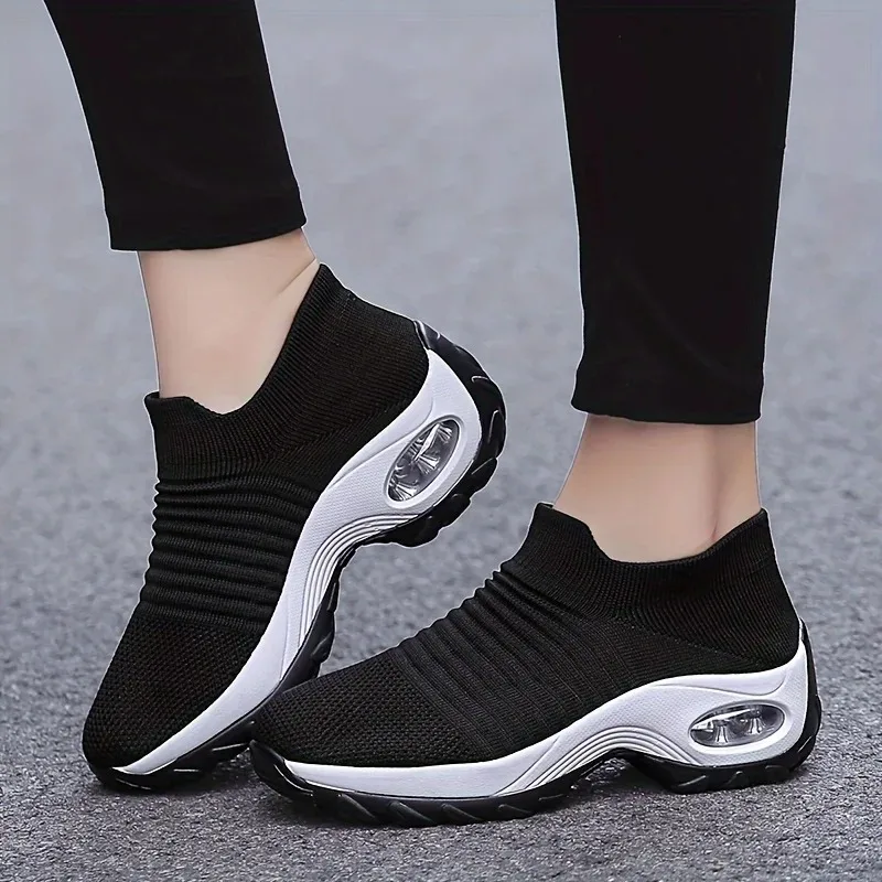 Women Running Trainning Sneakers Female Air Cushion Causal Sport Shoes Slip On Walking Sock Shoes Dropshipping