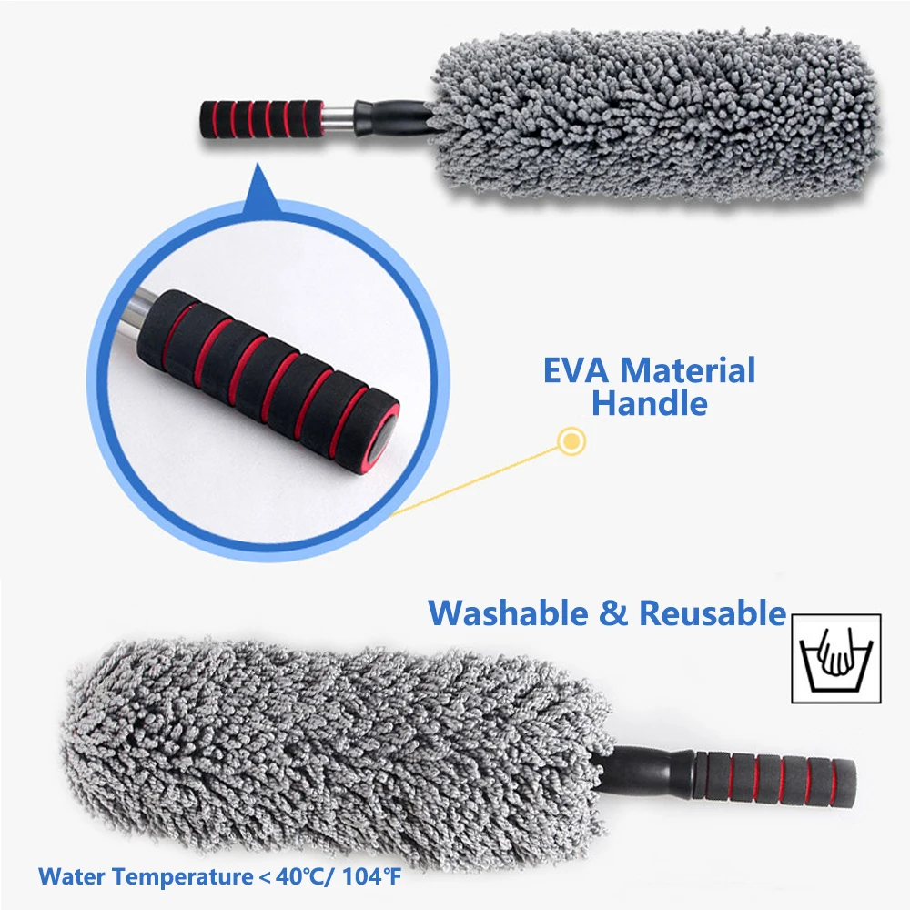 Soft Microfiber Car Duster Dust Mop Cleaning Brush Universal for Car Truck SUV RV Motorcycle Auto Interior Exterior Accessories