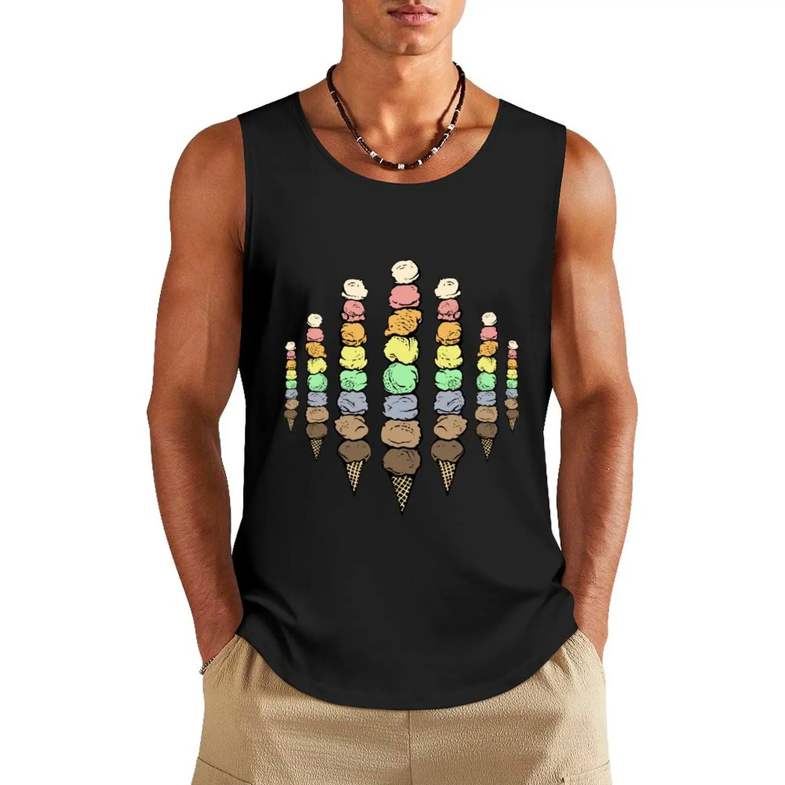 

Giant Rainbow Ice Cream Cones - Multiple Tank Top running shirt underwear t-shirts for Men's gym